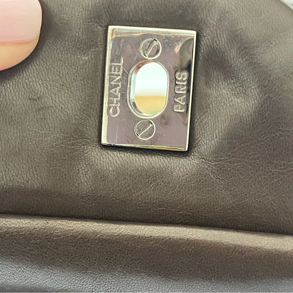 Authentic CHANEL Lambskin Double Chain Single Flap Maxi Size Handbag - Picture 13 of 16